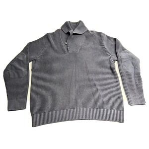 Duluth Trading Co Sweater Gray Infantry High Shawl Collar Pullover  Men's L Tall